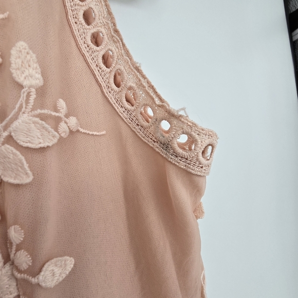 Aqua Womens Blush Embroidered Flounce Maxi Party Night Out Dress Medium - Picture 11 of 13